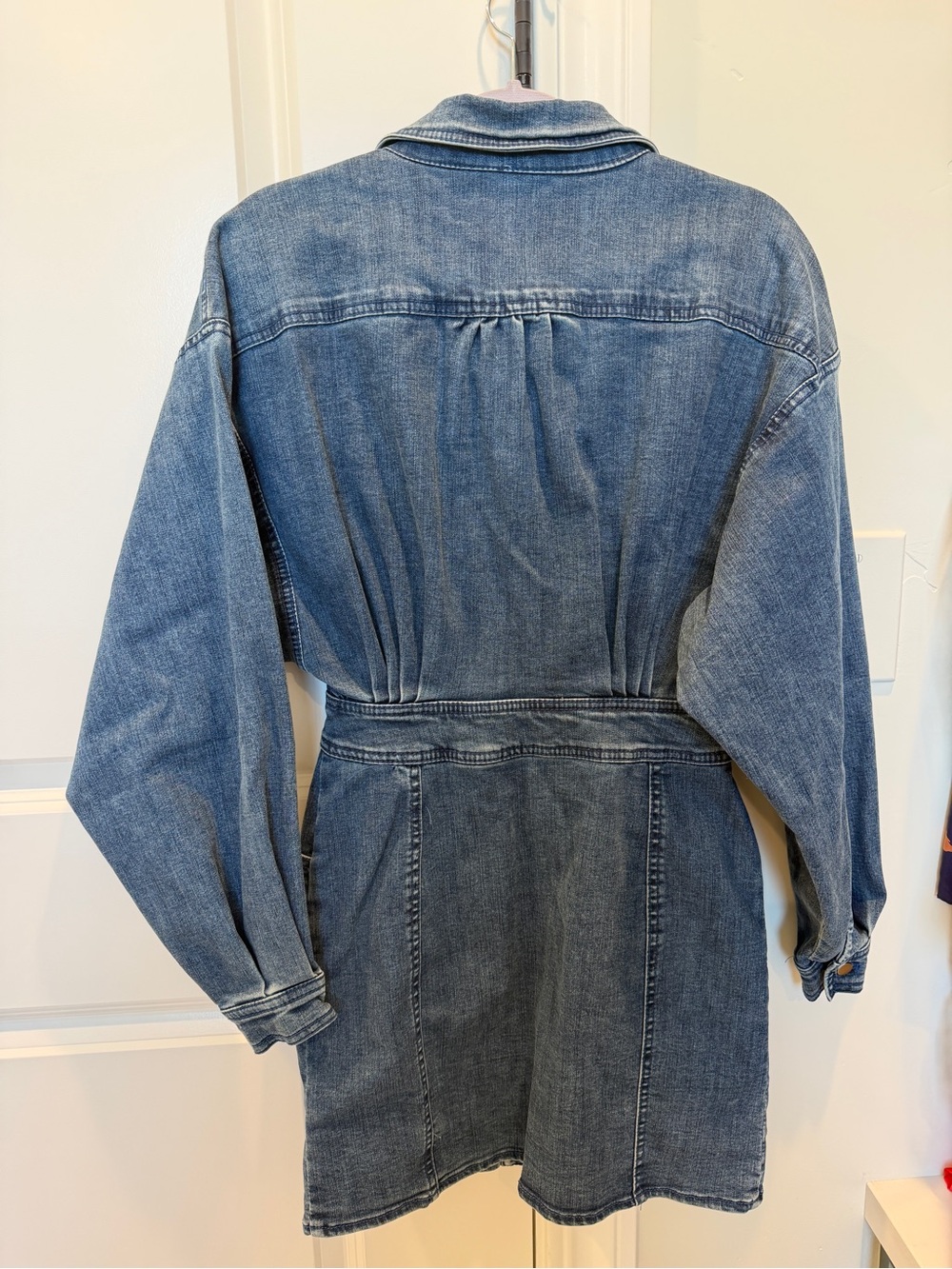 Free People Bo Denim Button-Front Dress in Washed Blue Sz: XS - Picture 6 of 7
